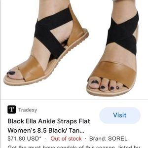 Sorell shoes new sz 6.5 ella black tan ankle sandals